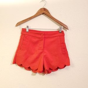 Annabella Red Scallop Hem Shorts